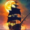 Cool Pirate Ship Silhouette Diamond Painting