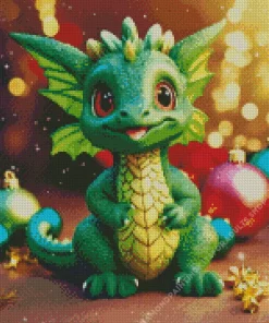 Cute Fantasy Emerald Dragon Diamond Painting