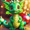 Cute Fantasy Emerald Dragon Diamond Painting