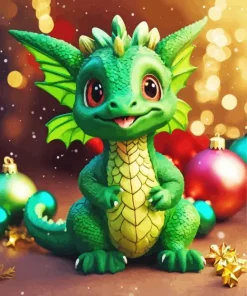 Cute Fantasy Emerald Dragon Diamond Painting