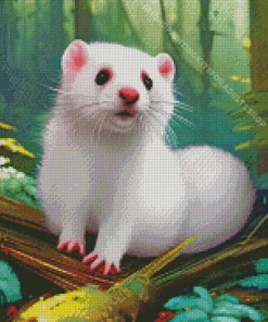 Cute White Ferret Diamond Painting