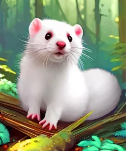 Cute White Ferret Diamond Painting