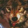 Dangerous Wild Growling Wolf Diamond Painting