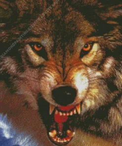 Dangerous Wild Growling Wolf Diamond Painting