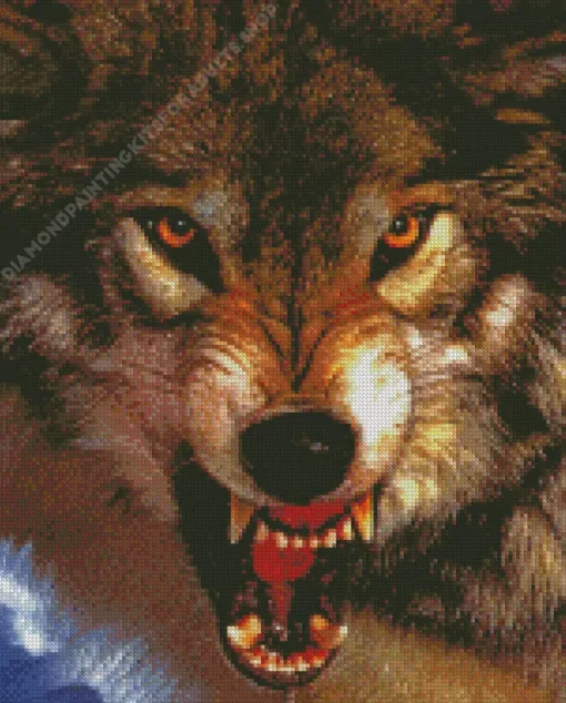 Dangerous Wild Growling Wolf Diamond Painting