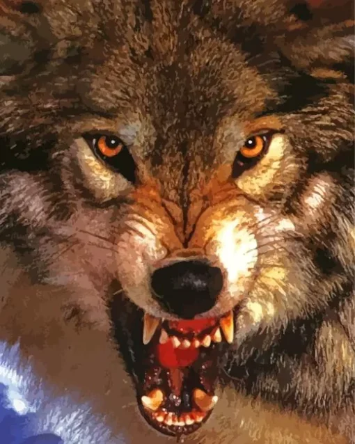 Dangerous Wild Growling Wolf Diamond Painting