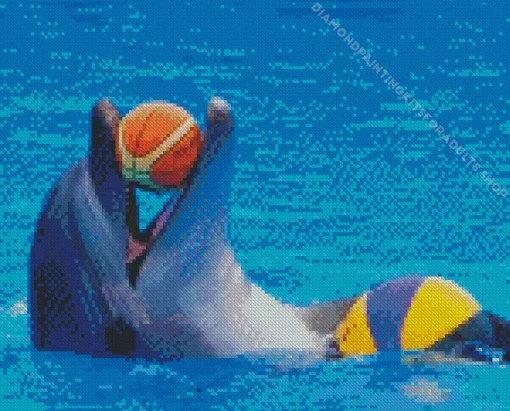 Dolphin Playing With Ball Diamond Painting