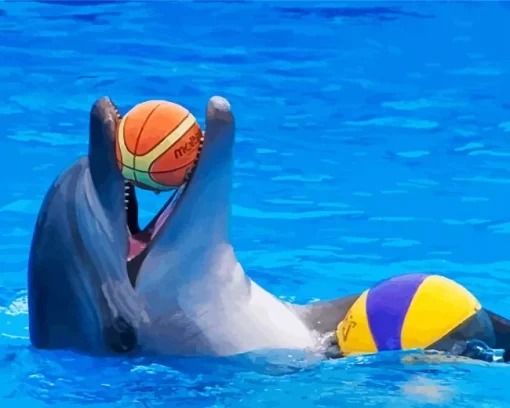 Dolphin Playing With Ball Diamond Painting