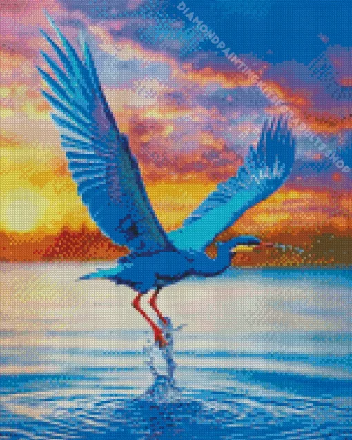 Everglades Blue Heron Bird Diamond Painting