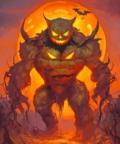 Evil Pumpkin Monster Art Diamond Painting