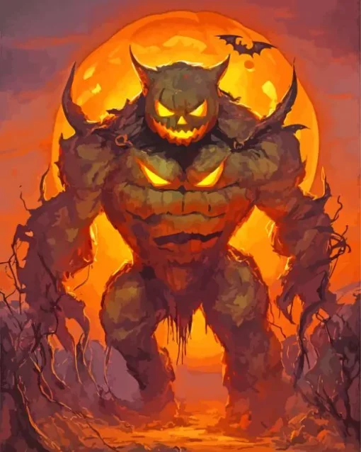 Evil Pumpkin Monster Art Diamond Painting