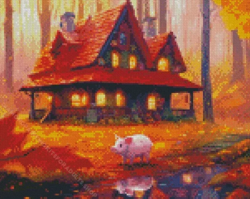 Fantasy Forest Cabin Diamond Painting