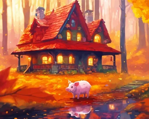 Fantasy Forest Cabin Diamond Painting