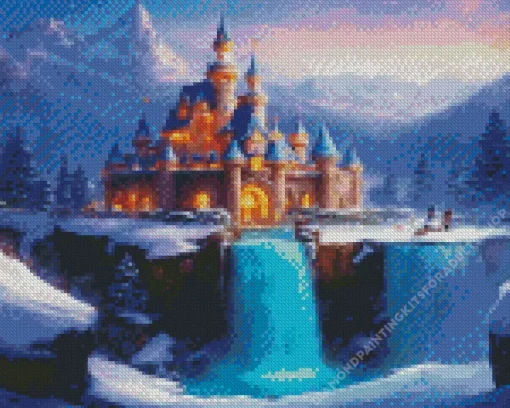 Fantasy Mountain Castle Art Diamond Painting