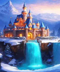 Fantasy Mountain Castle Art Diamond Painting