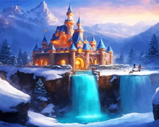 Fantasy Mountain Castle Art Diamond Painting