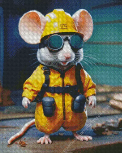 Fantasy Mouse Wearing Full Ppe Diamond Painting