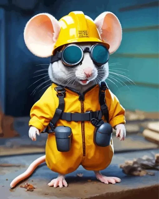 Fantasy Mouse Wearing Full Ppe Diamond Painting