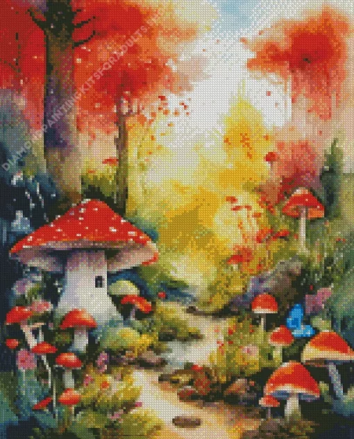 Fantasy Mushroom Land Art Diamond Painting