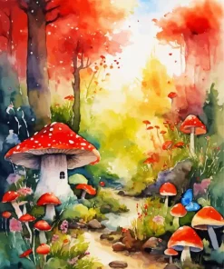 Fantasy Mushroom Land Art Diamond Painting