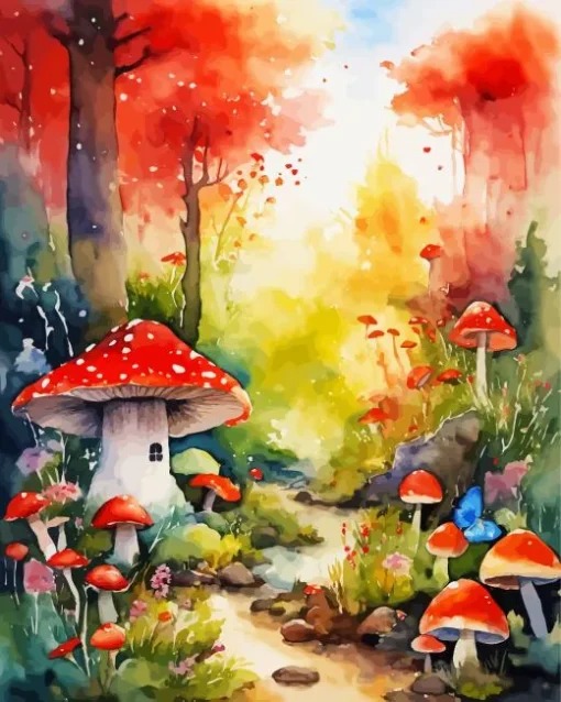 Fantasy Mushroom Land Art Diamond Painting