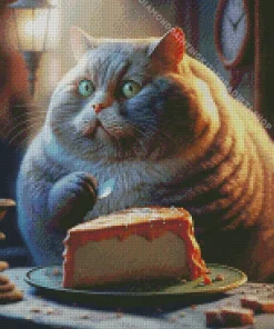 Fat Cat Eating Cake Diamond Painting