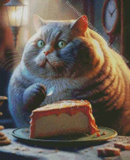 Fat Cat Eating Cake Diamond Painting