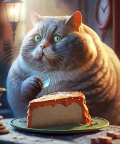 Fat Cat Eating Cake Diamond Painting