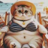 Fat Cat Enjoying Her Vacation Diamond Painting