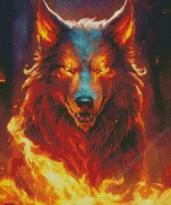 Fire Fantasy Wolf Diamond Painting