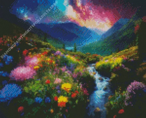 Floral Galaxy Landscape Diamond Painting