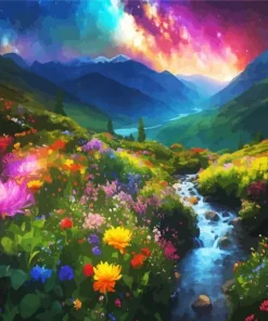 Floral Galaxy Landscape Diamond Painting