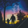 Galaxy Father And Daughter Silhouette Diamond Painting