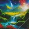 Galaxy Landscape Waterfall Diamond Painting