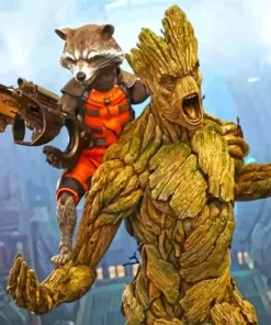 Groot And Rocket Fortnite Heroes Diamond Painting