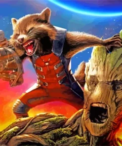 Groot Rocket Racoon Diamond Painting