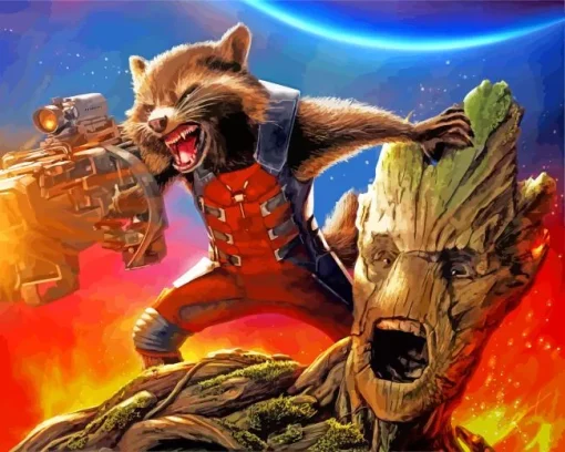 Groot Rocket Racoon Diamond Painting