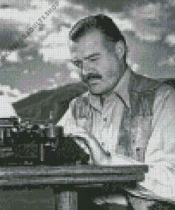 Monochrome Ernest Hemingway Diamond Painting