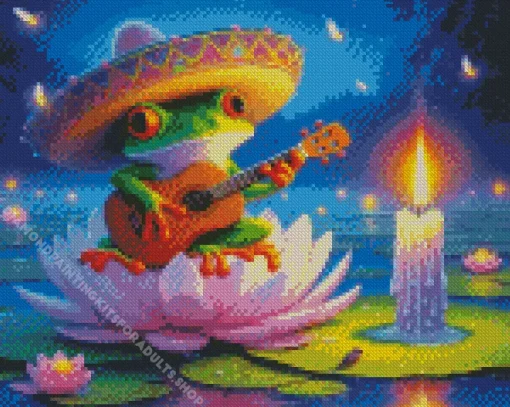 Musician Frog Chilling Diamond Painting