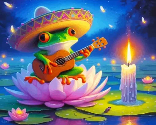 Musician Frog Chilling Diamond Painting