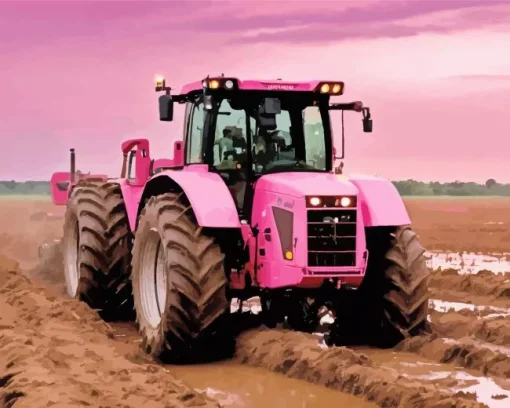 Pink Tractor Diamond Painting