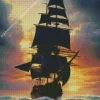 Pirate Ship Silhouette Diamond Painting