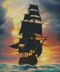 Pirate Ship Silhouette Diamond Painting