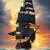 Pirate Ship Silhouette Diamond Painting