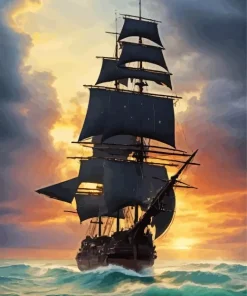 Pirate Ship Silhouette Diamond Painting