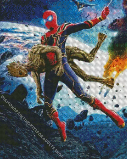 Spider Man Saving Groot Diamond Painting