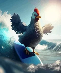 Surfing Chicken Diamond Painting