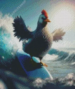 Surfing Chicken Diamond Painting