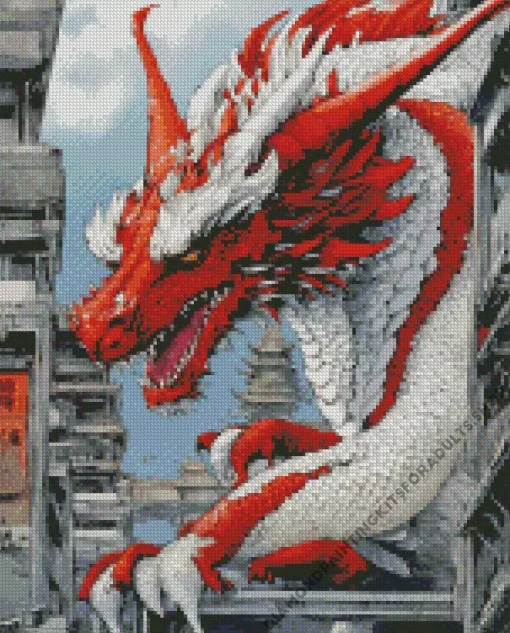 White Chinese Dragon Diamond Painting