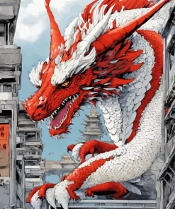 White Chinese Dragon Diamond Painting